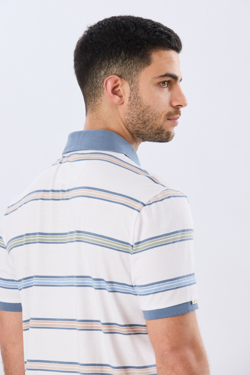 REMERA POLO RAYADA JERSEY Blanco