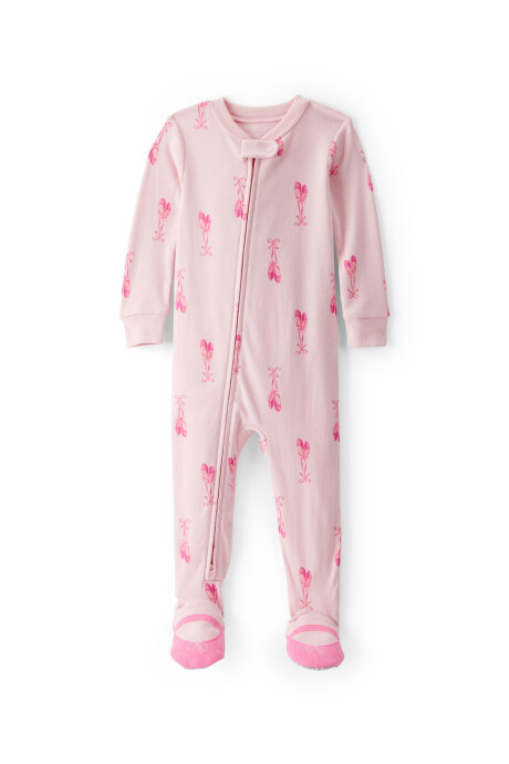 Pijama una pieza de algodón, con pie, diseño ballet Sin color