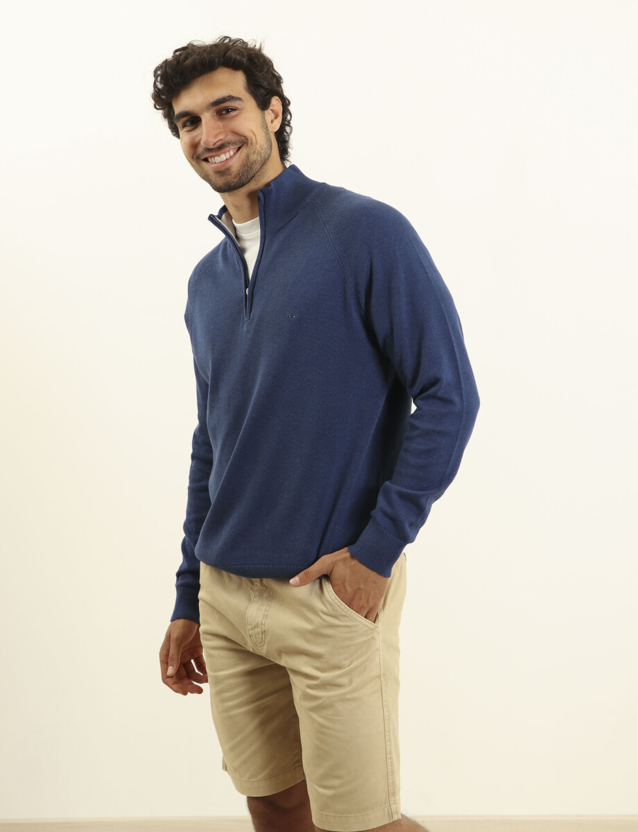 470451 REMERA HARRINGTON LABEL Azul Piedra Melange