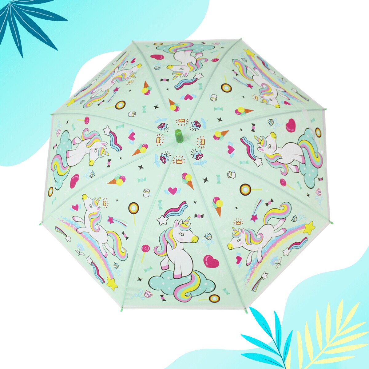 Paraguas Infantil Unicornio - Verde 