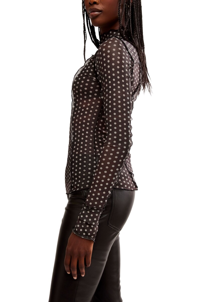 CHARLIE PRINTED MESH TOP Negro