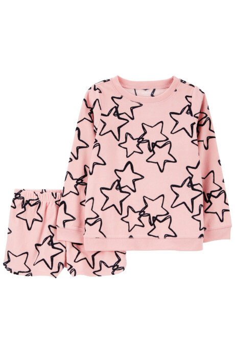 Pijama dos piezas de poliéster, remera y short diseño estrellas Sin color