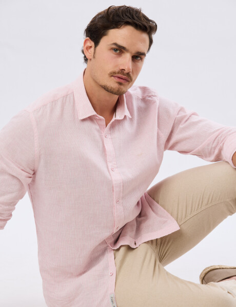 PANTALÓN DE LINO CON CINTURA ELASTIZADA Beige
