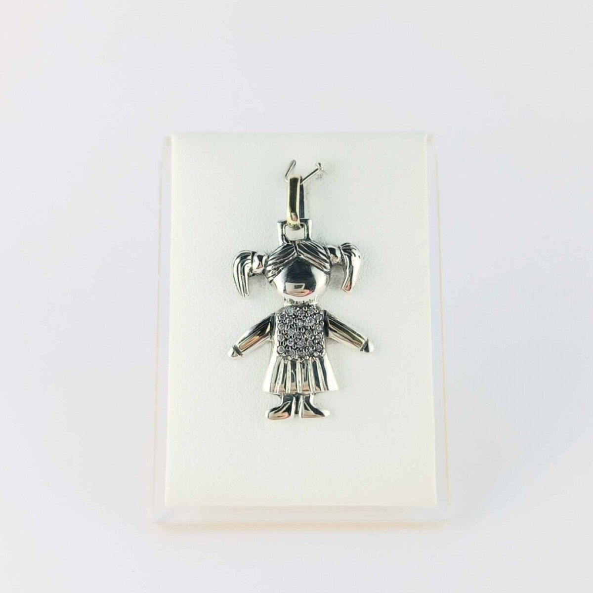 Colgante de plata 925 y Doublé en oro 18 kt con circonia Línea Kids - Largo 3 cm 