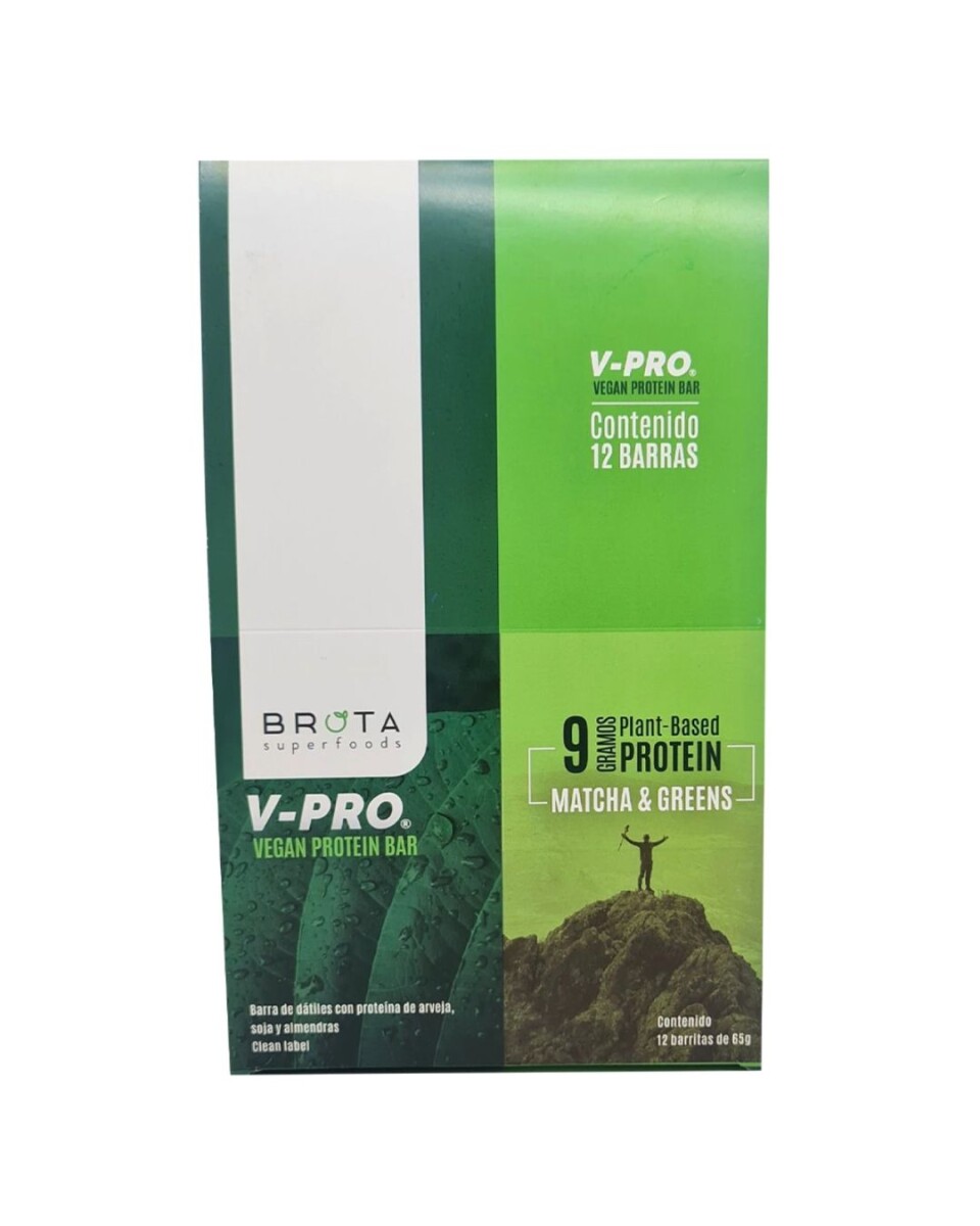 Protein Bar Vegan 65g Caja x12 Brota- Matcha & Greens 