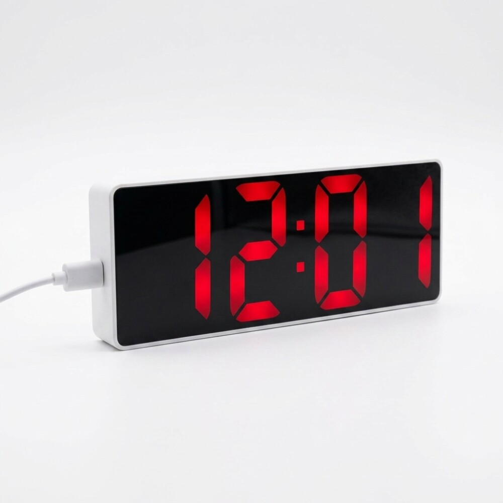 Reloj Digital Led A Pilas o USB Con Calendario y temperatura Rojo