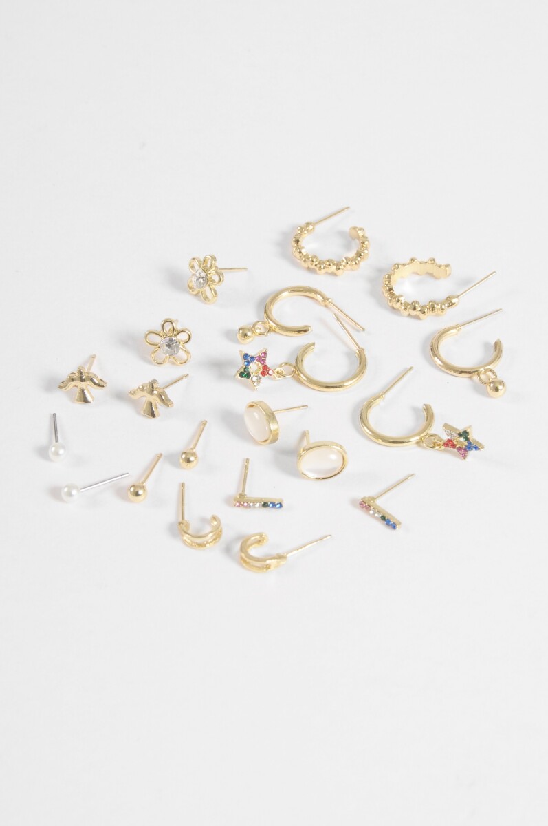 Set de 10 pins variados - dorado 