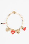 Pulsera dijes cherry cora dorado