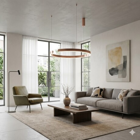 Luminaria de susp. Led circular con corte, 40W Dimerizable, 60cm COBRE