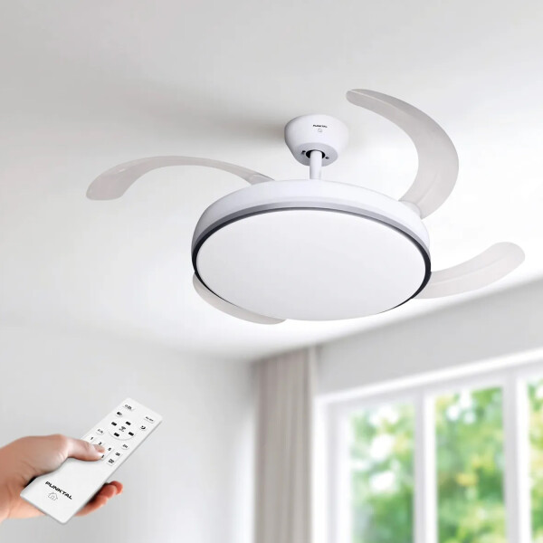 Ventilador De Techo Punktal Retractil Con Luz Y Control VENTILADOR RETRACTIL PUNKTAL PK-107VR