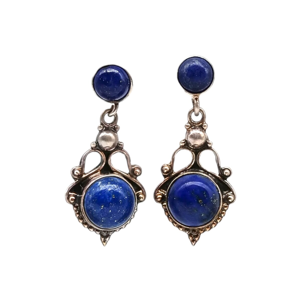 Caravanas Colgante Lapislazuli - plata 925 - raíz de zafiro- CA8441 - conpiedra 