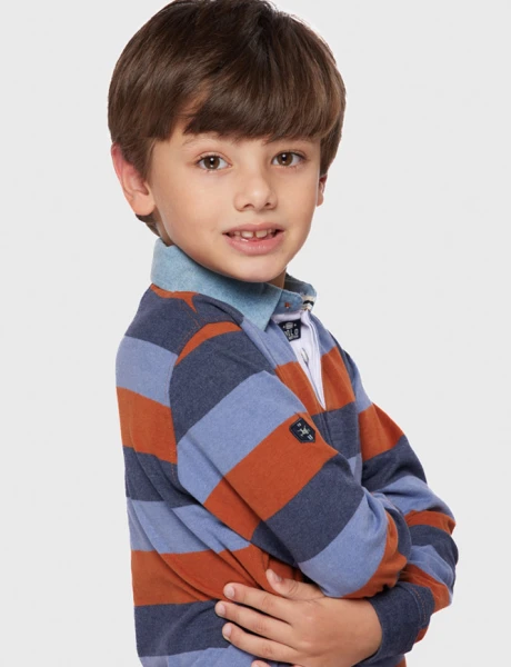REMERA POLO RAYADA Terracota