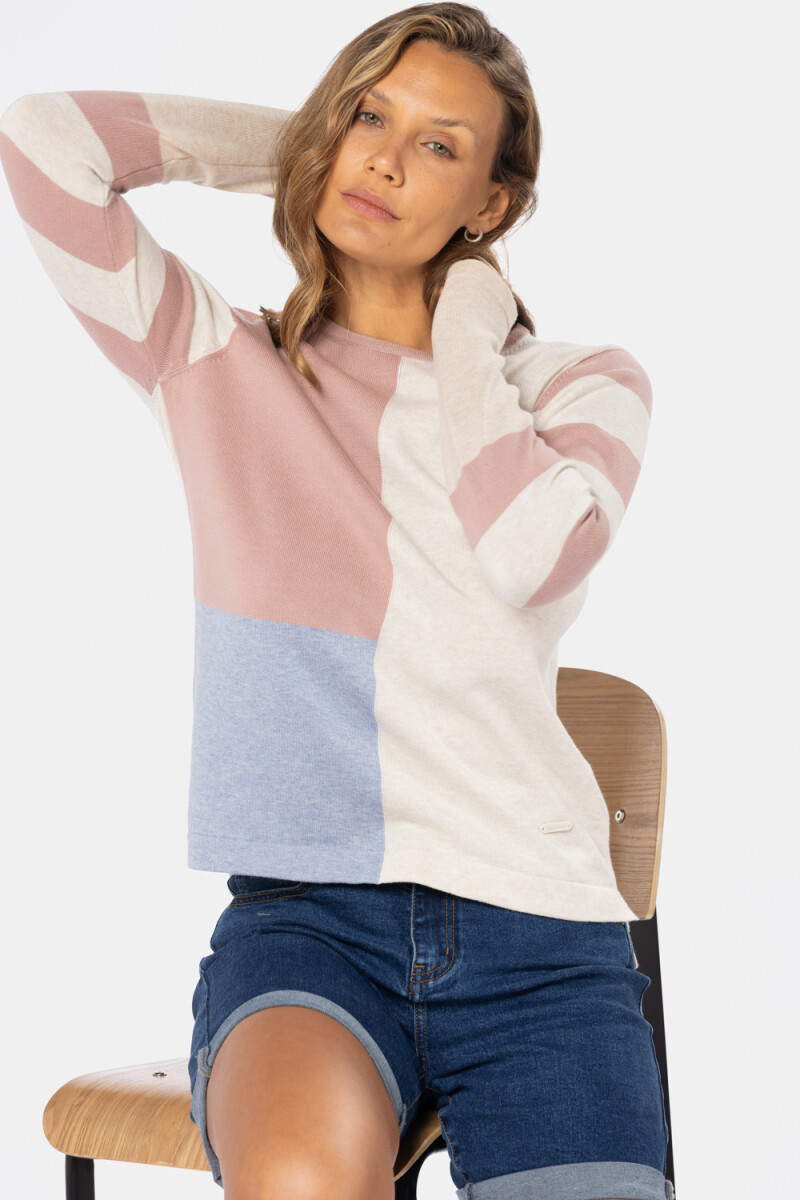 BUZO TEJIDO RAYADO - Natural 