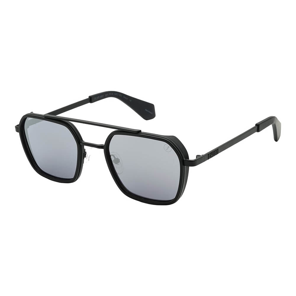 Lentes de sol De Acero Inoxidable Ejecutivo Flap Espejado/Negro