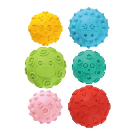 Set 6 Mini Pelotas Silicona Texturizada Blanda Bebé Huanger Multicolor