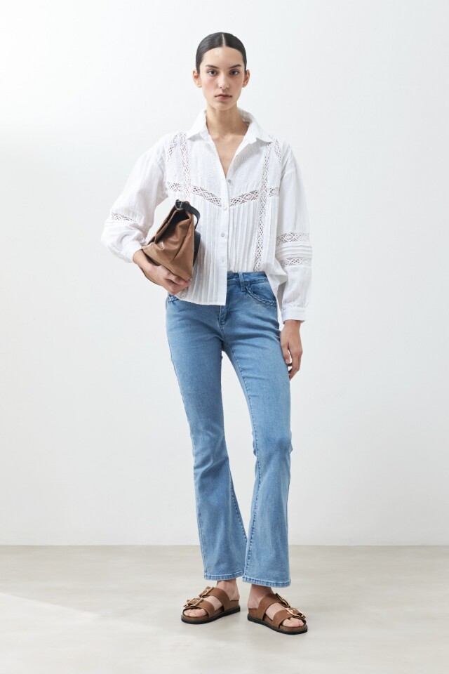 Camisa romántica blanco