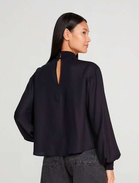 BLUSA FEMENINA MANGA LARGA CON MANGAS ABUCHONADAS NEGRO