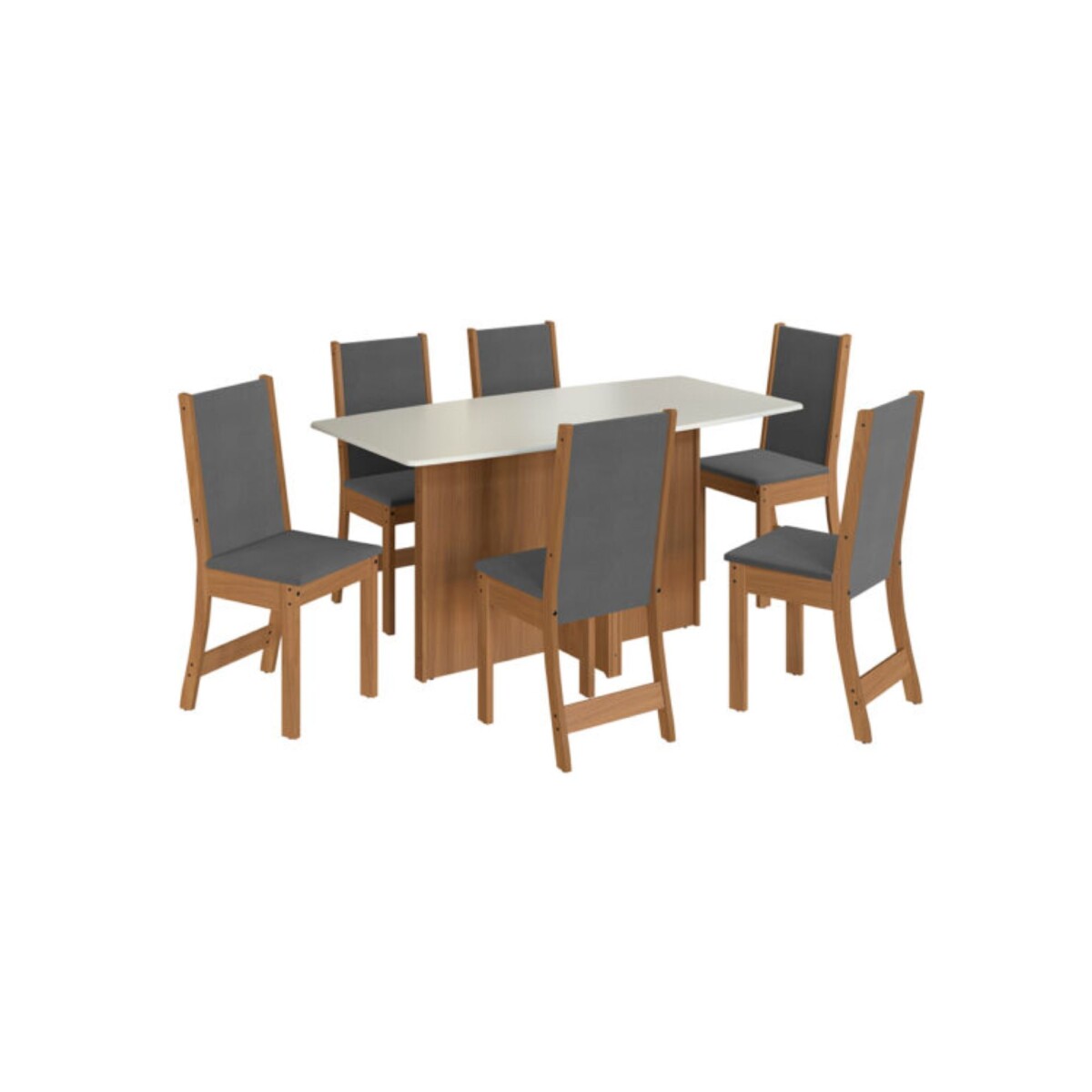 Conjunto Comedor 1500 6 Sillas Escocia Indekés Freijo | Off White | Tela Grafite 