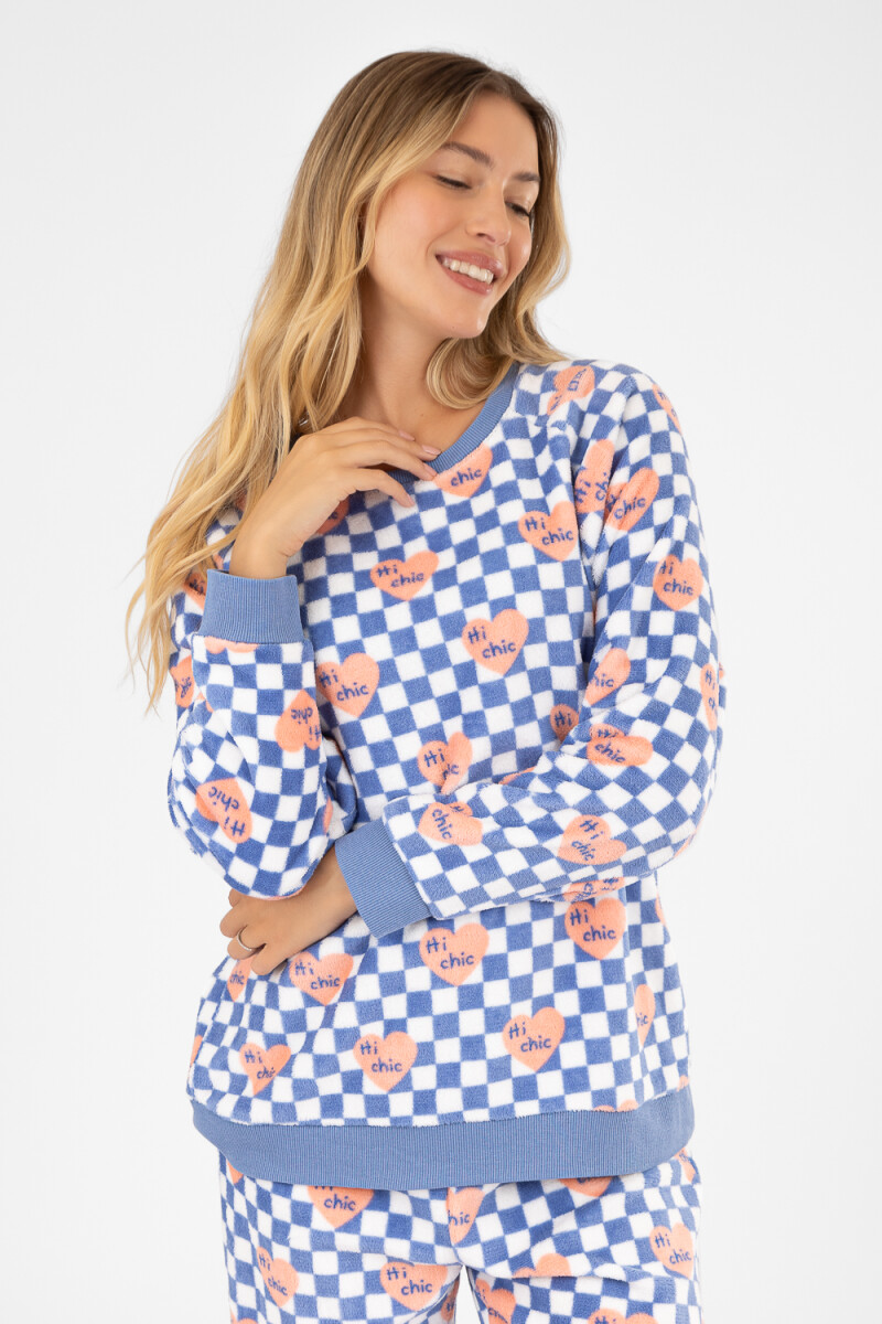 Pijama hi chic allover Celeste