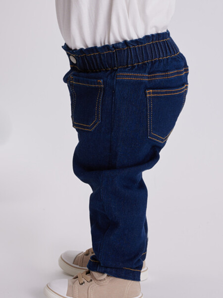 Pantalón jean paper bag Azul Oscuro