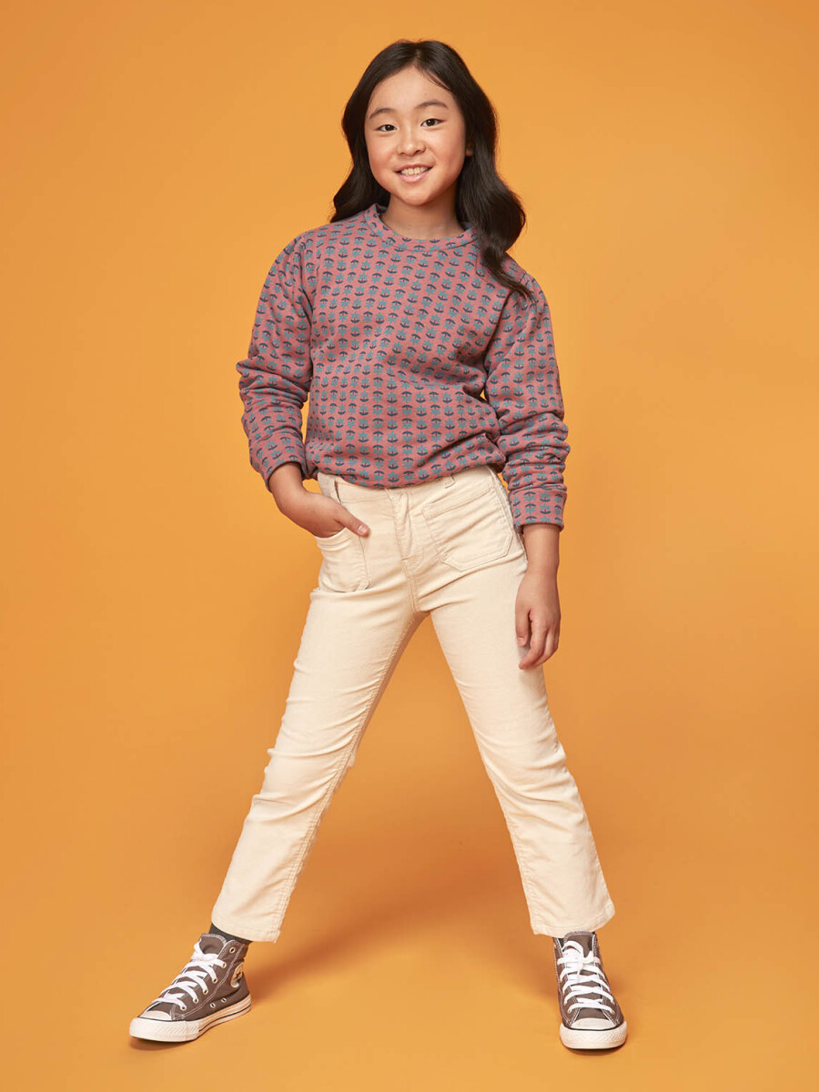 Pantalon De Sarga Con Bolsillos Delanteros Y Espalda Piedra