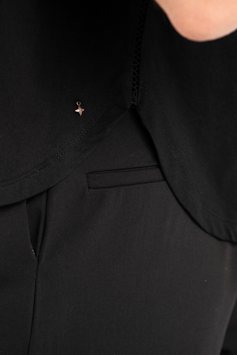 Remera Algodon Peinado Negro