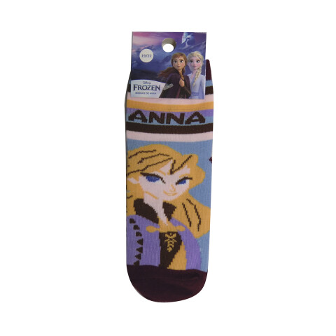 Medias Infantiles Frozen Oficial Talle 19/30 FROZEN ELSA Y ANA LILA RAYAS