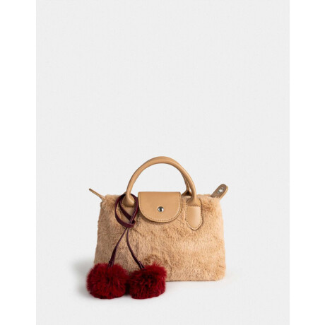 Bandolera Peluche Con Charm Marron Beige