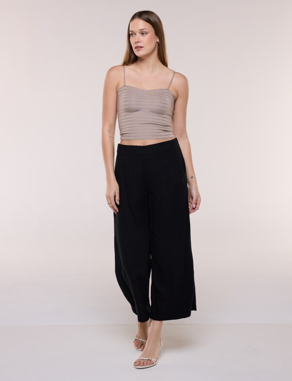 Pantalón Lino Crop NEGRO