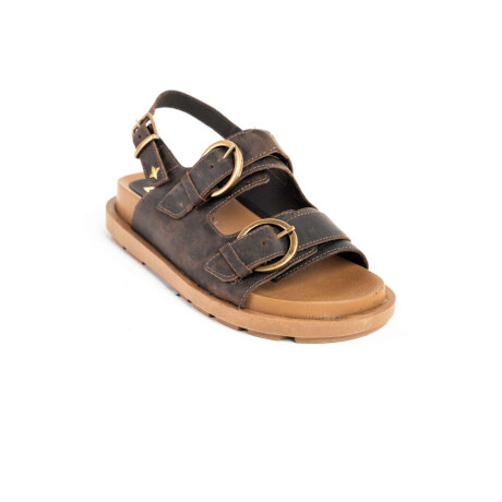 Sandalias De Doble Tira Con Talón Chocolate