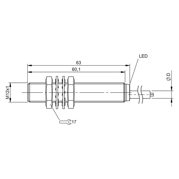 Sensor inductivo PNP NA+NC metalico Ø12mm 24VDC BF0040
