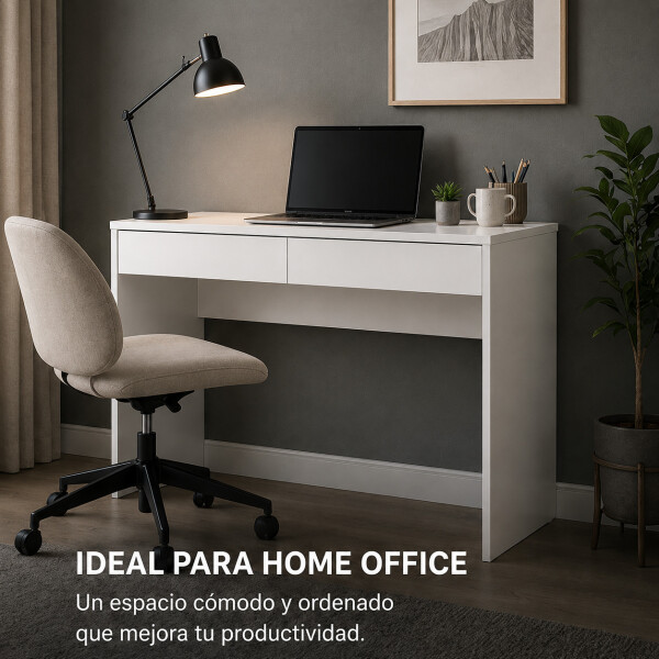 Escritorio Mesa ComboHome 120 Cm 2 Cajones Calidad Premium Blanco 1