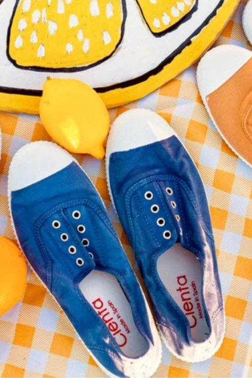 Zapatilla inglesa puntera tintado enzimático Azul