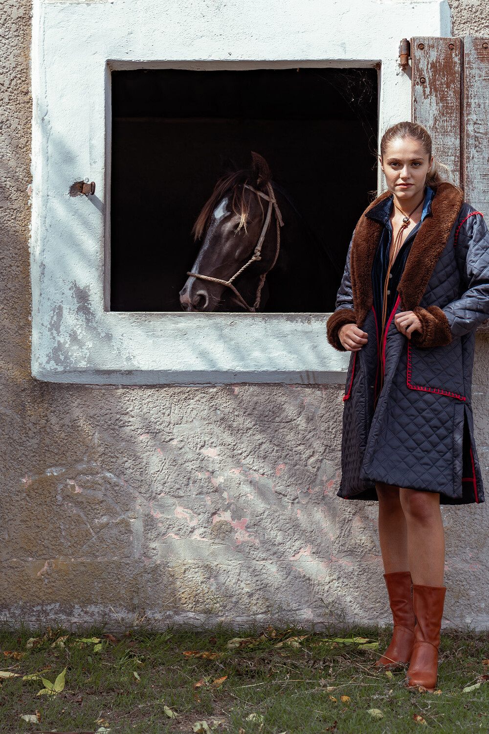 Macchiato Coat Long Azul / Chocolate
