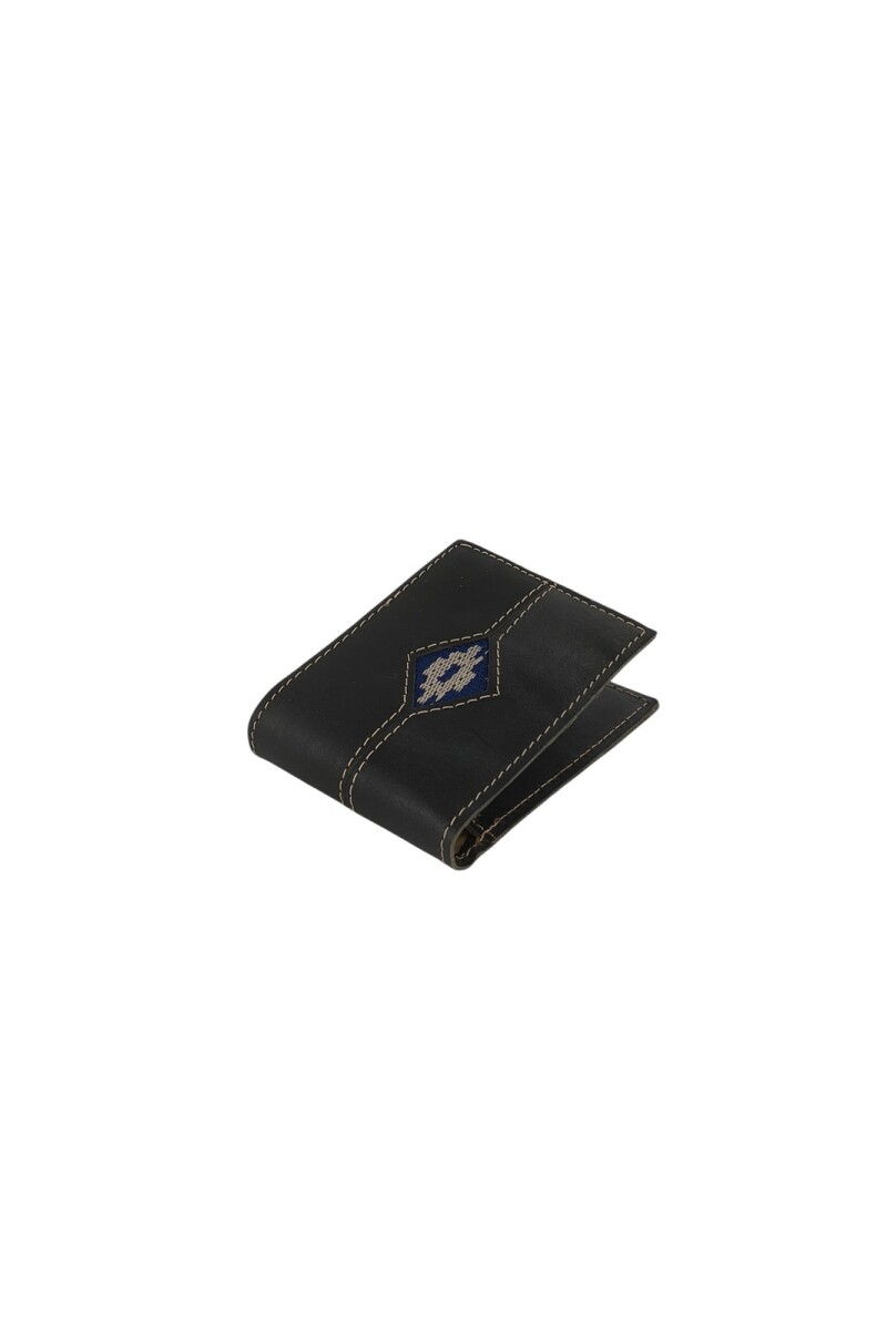 Billetera de cuero con detalle en guarda pampa Negro