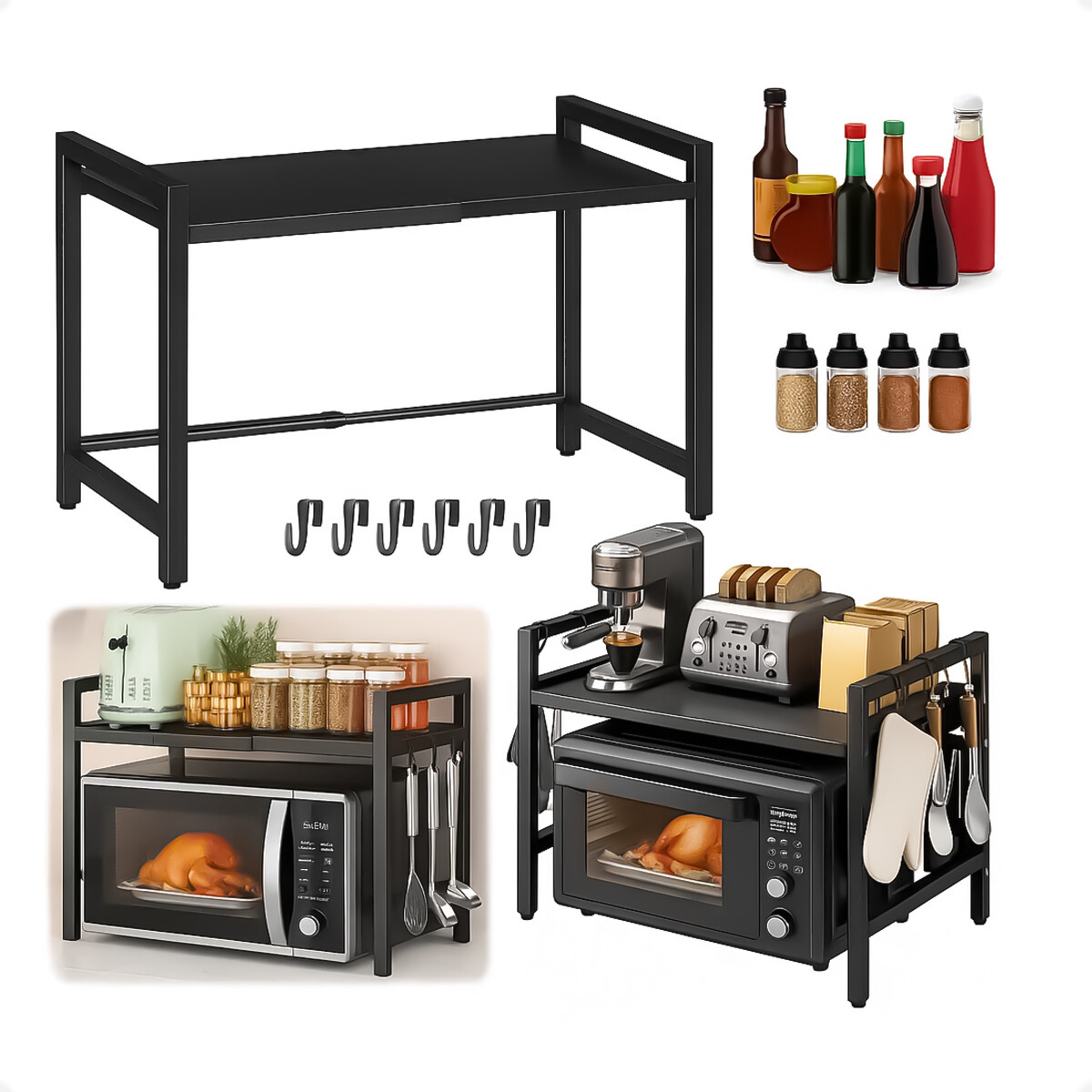 Estante de microondas y horno extensible de cocina 
