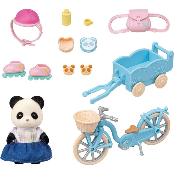 Sylvanian Families Panda Bicicleta Patines Muñeco Juguete Sylvanian Families Panda Bicicleta Patines Muñeco Juguete