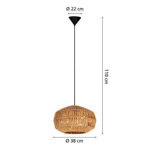 Colgante acero negro pantalla papel E27 EG6238