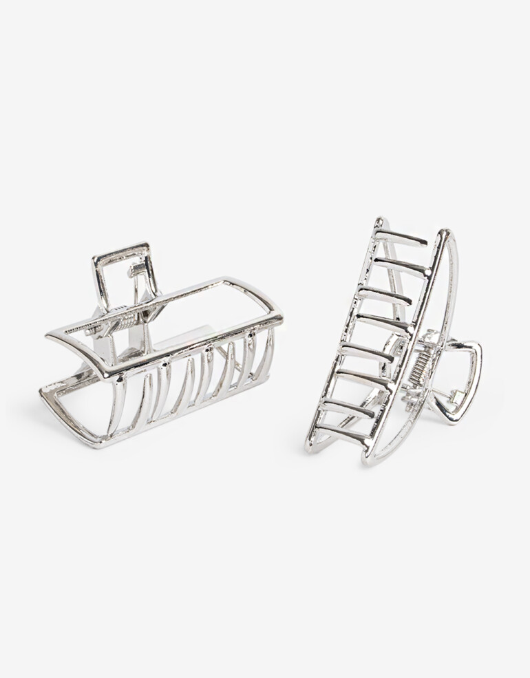 Broches Sets Metal Set De 2 Broches Metálicos Mix Formatos. - Plateado