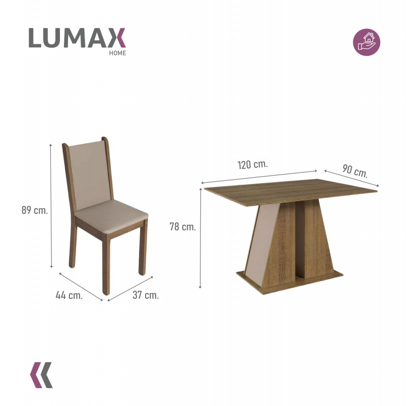 Juego de Comedor Mesa de Madera 6 Sillas Rustico Beige