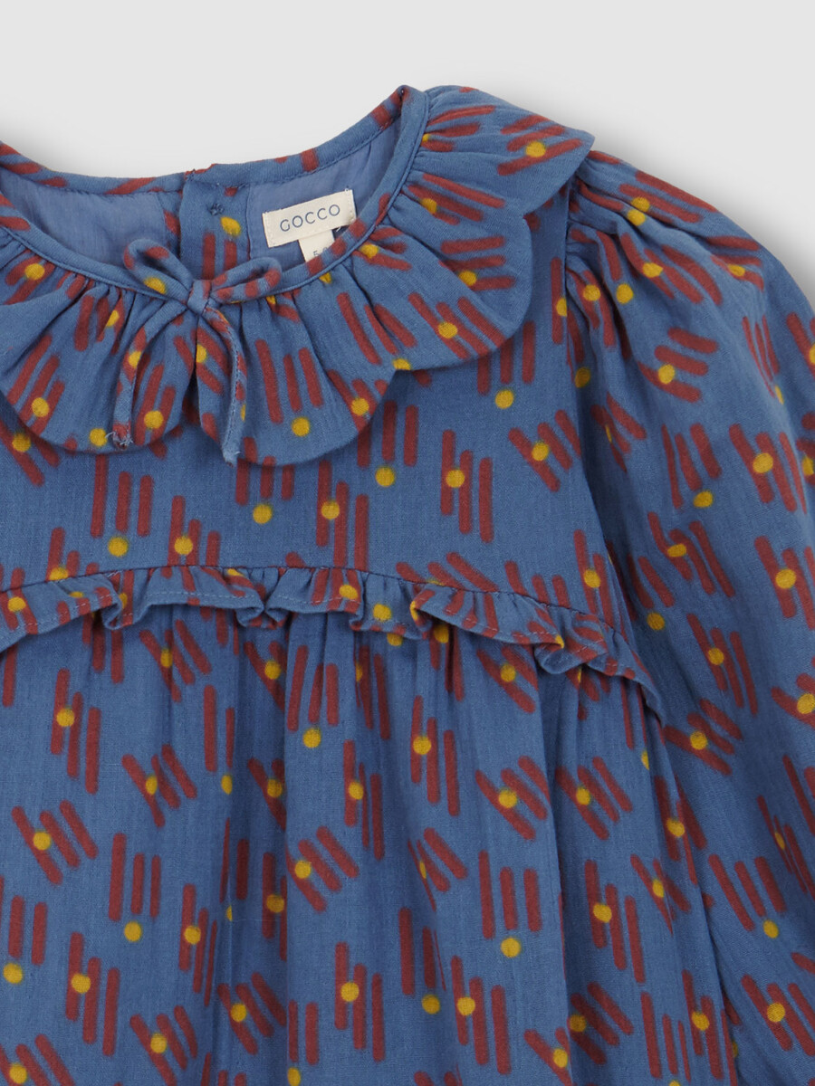 Vestido Estampado Geometrico Azulado