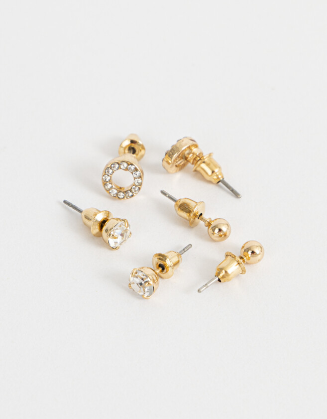AROS SETS X3 PASANTES DE METAL CON STRASS PLATEADO PLATEADO