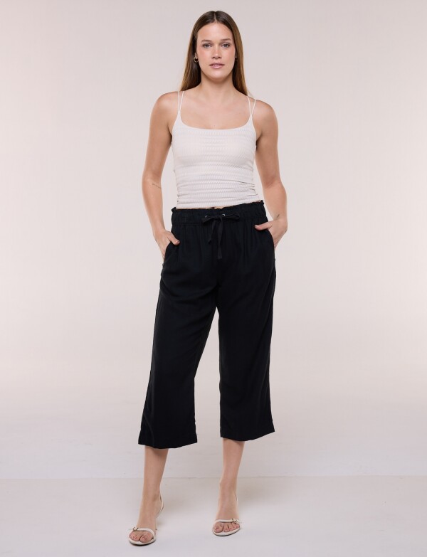Capri Pull On Lino Con Cordón Ajustable NEGRO