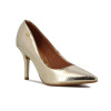 Zapato Formal Mujer Vizzano Taco Alto Acabado Metalizado Dorado