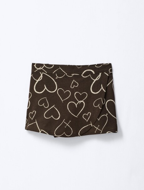CONJUNTO INFANTIL CON FALDA SHORT MARRÓN
