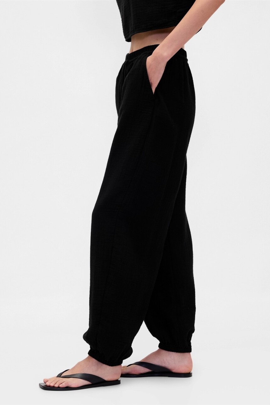 Pantalón Jogger De Muselina Mujer Black
