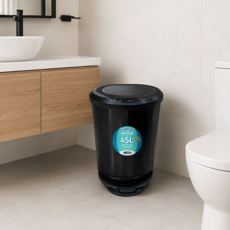 PAPELERA TACHO BASURA CON PEDAL ARQPLAST 45LTS NEGRO NEGRO