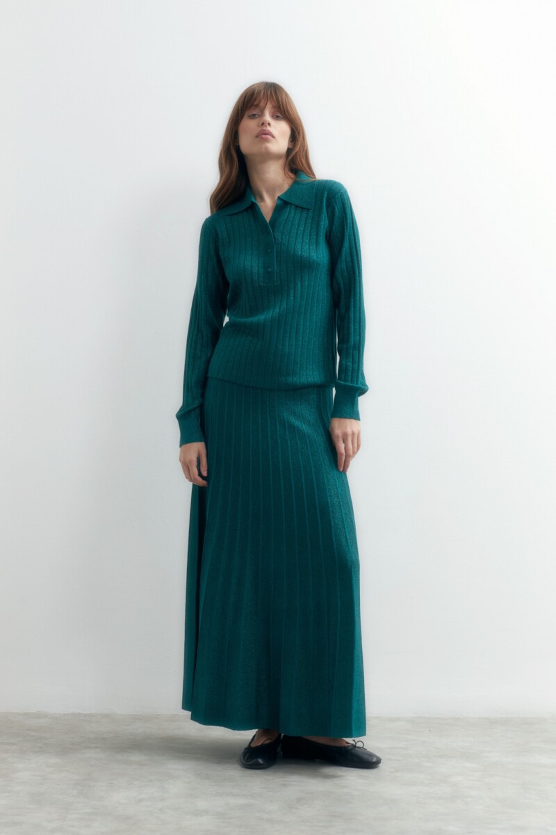 Falda tejida lurex verde