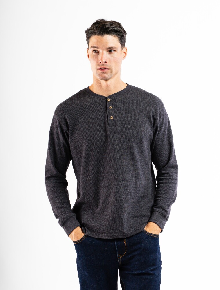 Remera Termal C/Botones Gris Oscuro