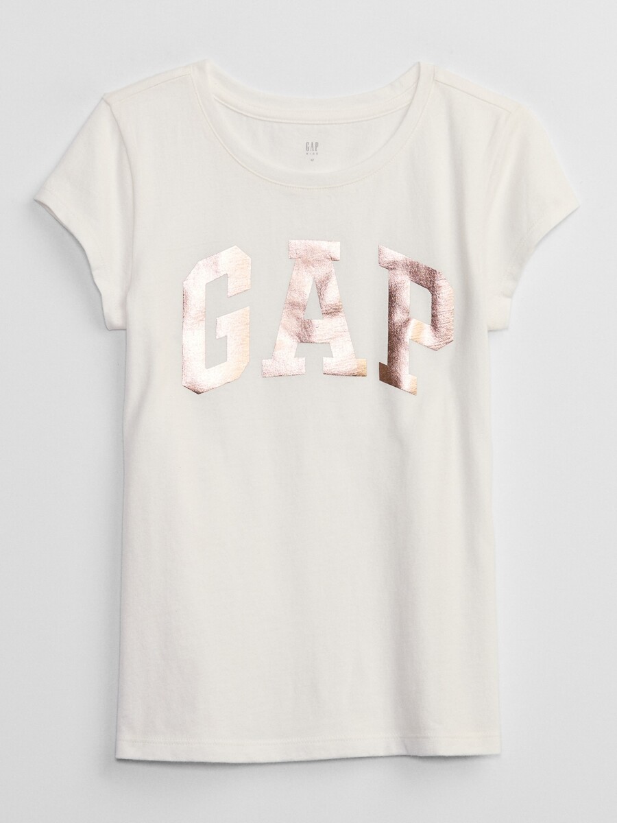 Remera Con Brillantina En Logo Gap Niña - New Off White 